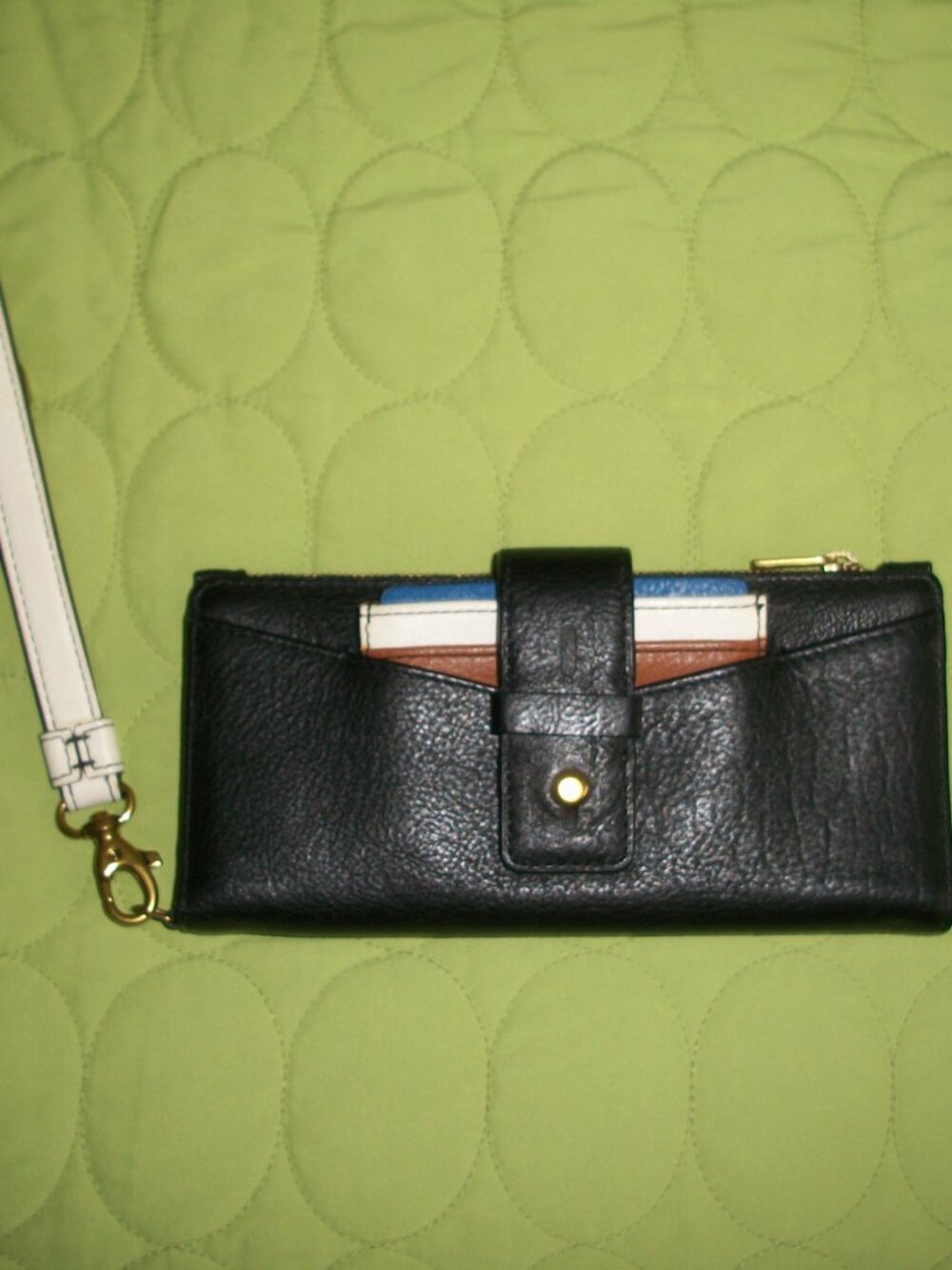 Fossil Willa Slim Tab Black Leather Wristlet/Wallet